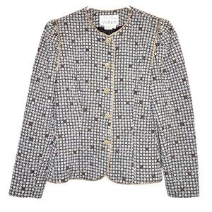 Rickie Freeman Teri Jon Blazer Jacket 100% Silk Designer Floral Gold Trim